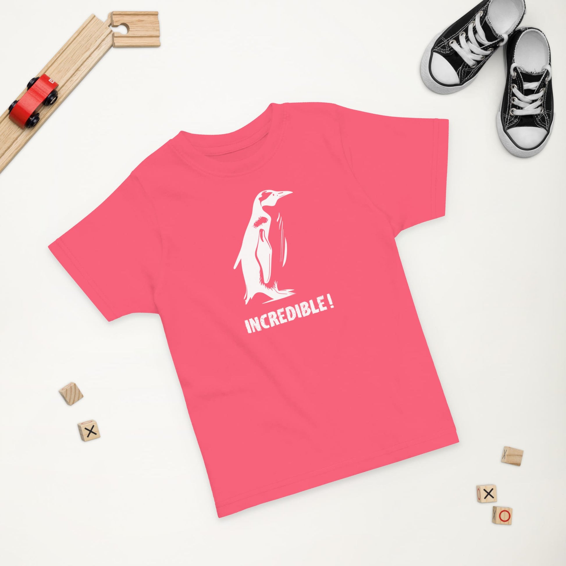 Penguins Are Incredible!” Penguin T-Shirt – White Print (Toddlers) Hot Pink / 2