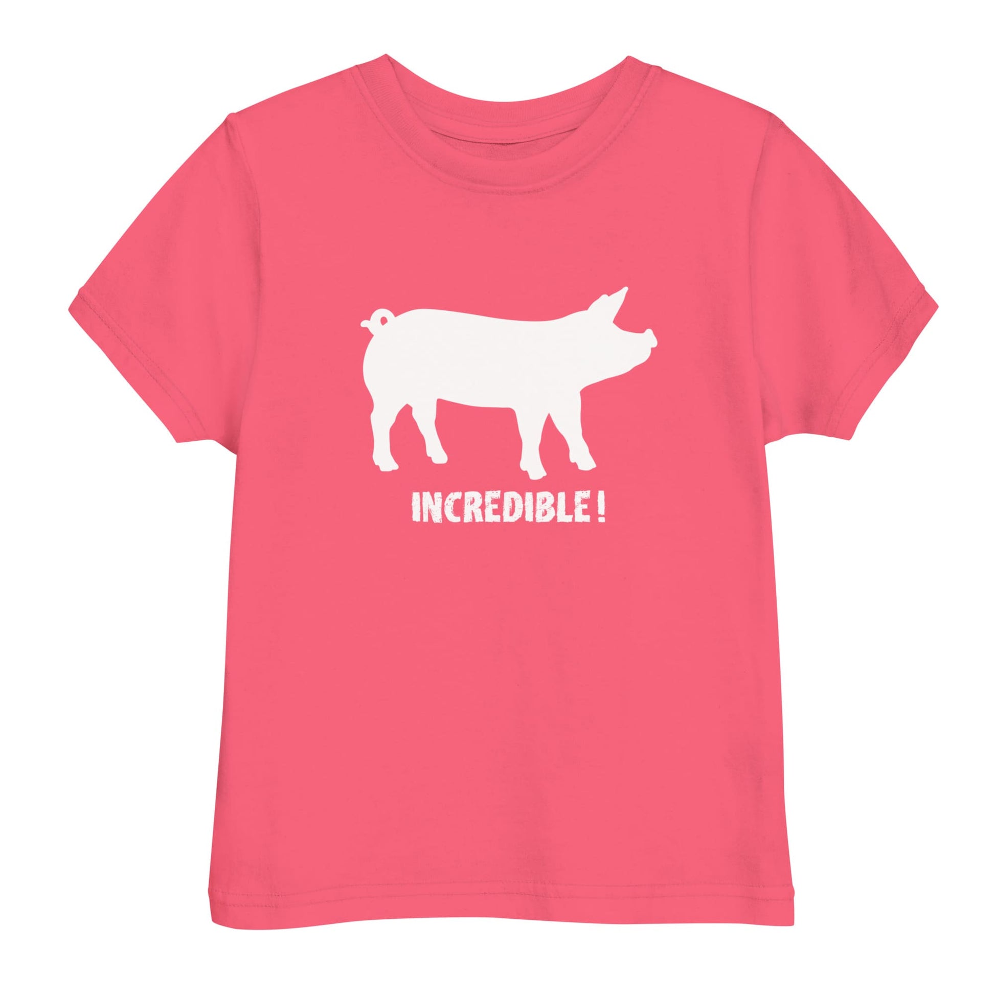 "Pigs Are Incredible" Pig T-Shirt for Toddlers (White Print) Hot Pink / 2