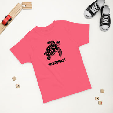 "Sea Turtles Are Incredible" Sea Turtle T-Shirt for Toddlers (Black Print) Hot Pink / 2