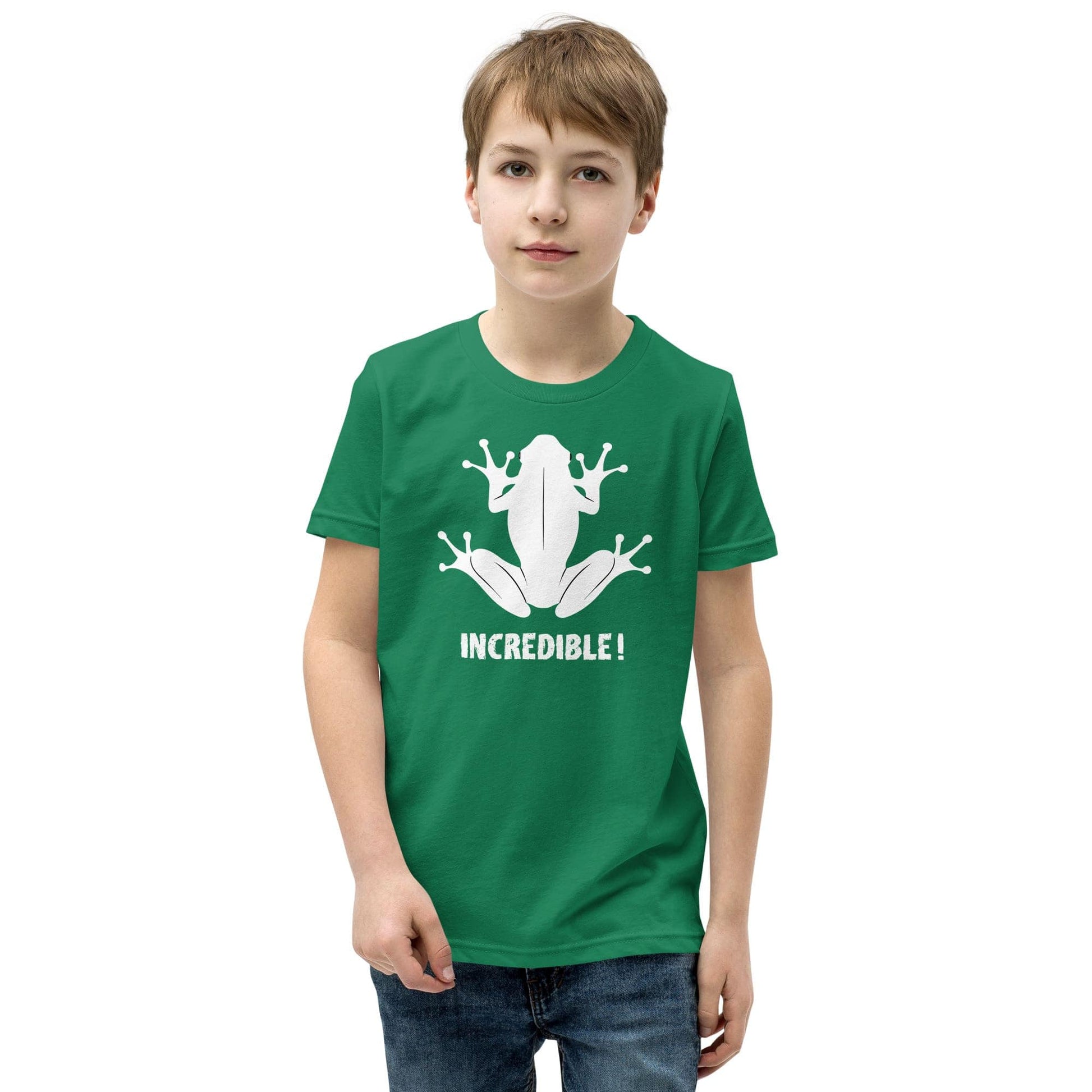 "Frogs Are Incredible" Frog T-Shirt for Youth/Kids (White Print) Kelly / S