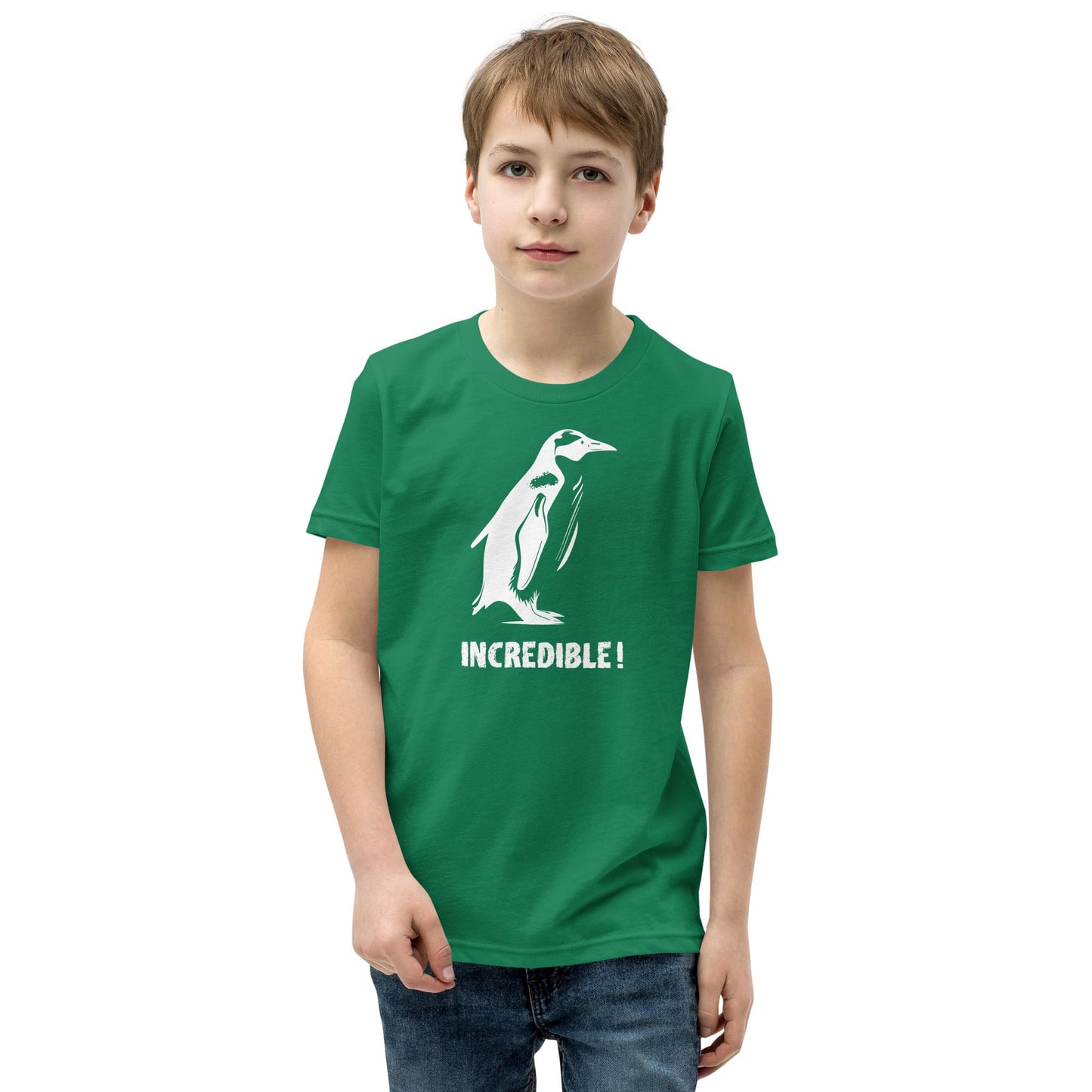 "Penguins Are Incredible" Penguin T-Shirt for Kids/Youth (White Print) Kelly / S