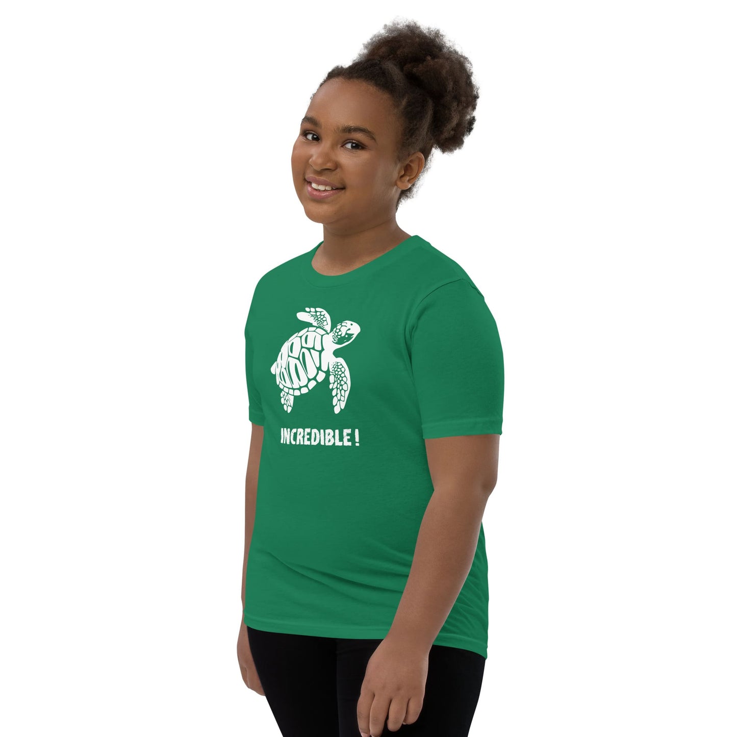 "Sea Turtles Are Incredible" Sea Turtle T-Shirt for Youth/Kids (White Print) Kelly / S