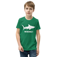 "Sharks Are Incredible" Shark T-Shirt for Youth/Kids (White Print) Kelly / S