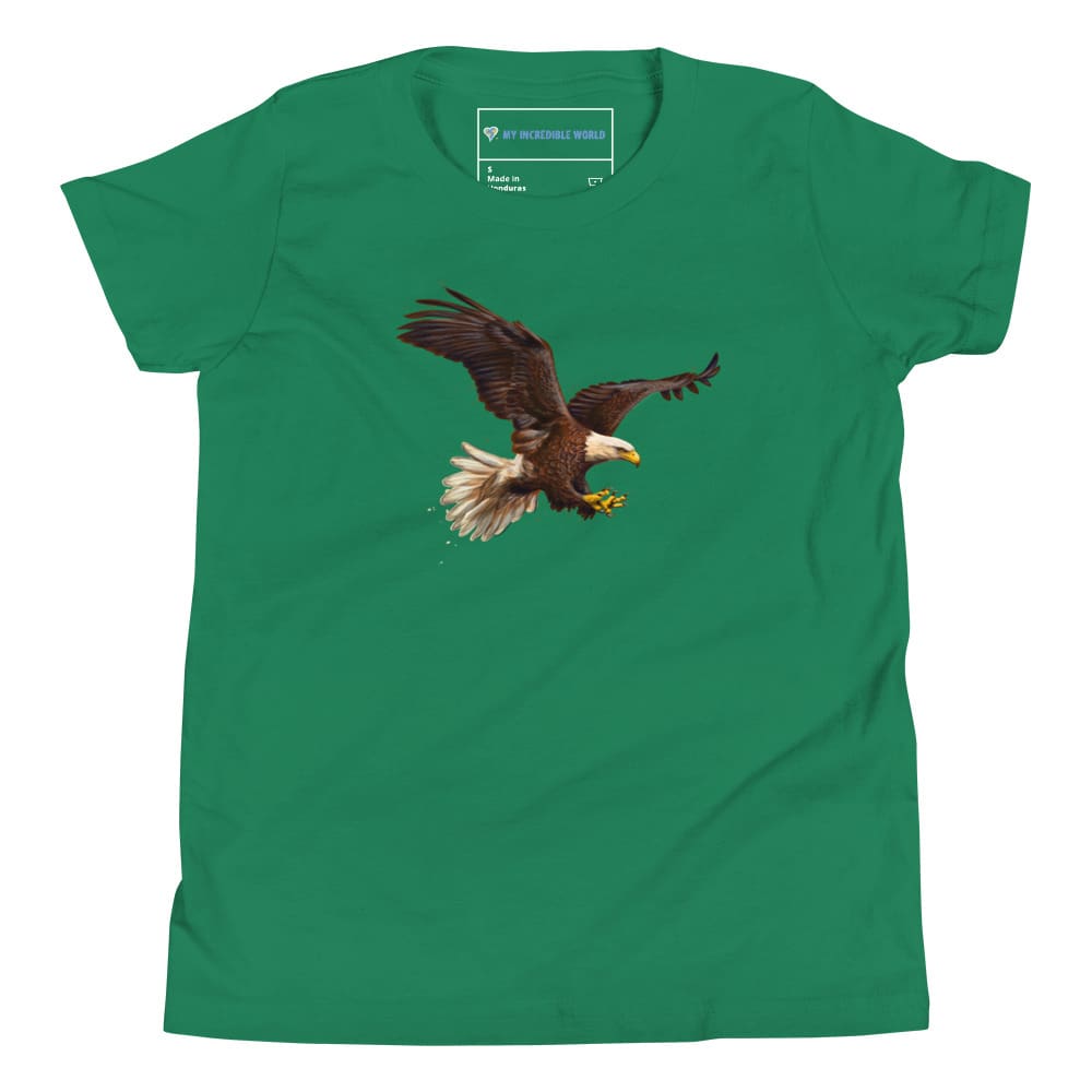 "Watercolor Bald Eagle" Bald Eagle T-Shirt (Youth/Kids) Kelly / S