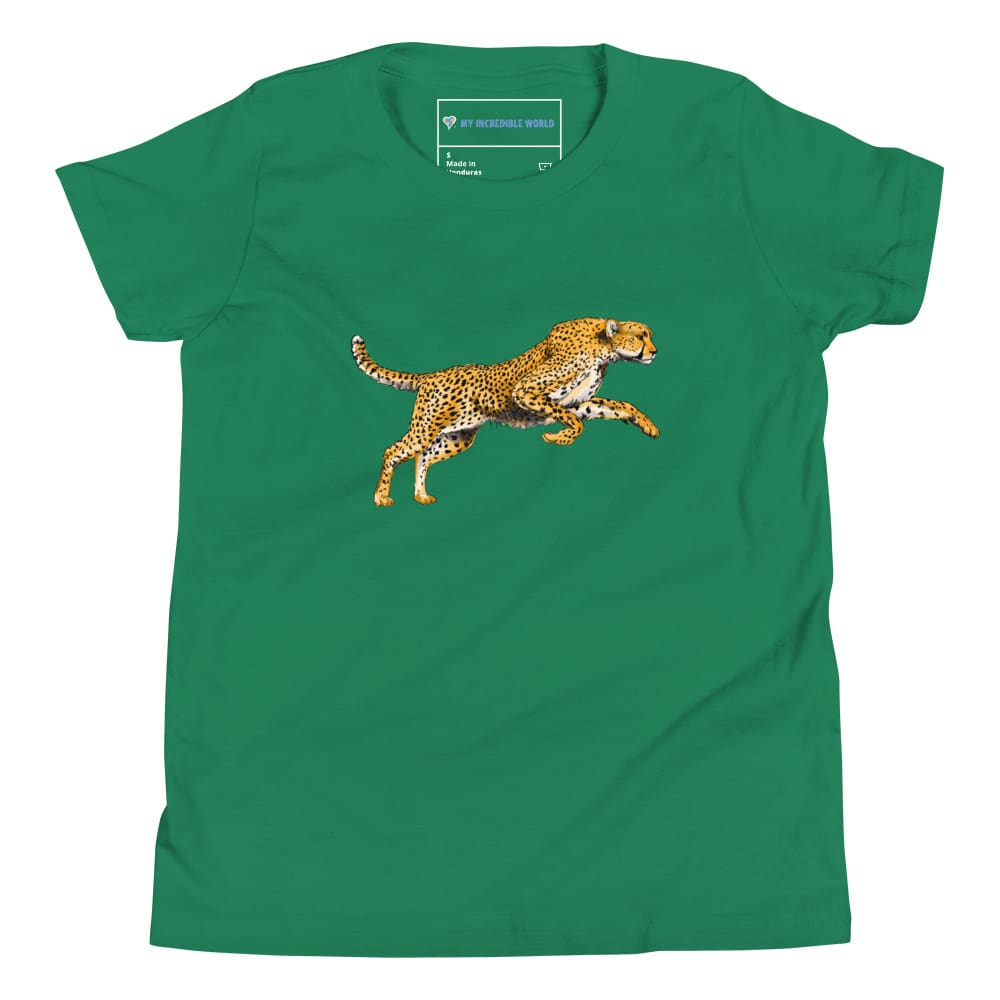 "Watercolor Cheetah" Cheetah T-Shirt (Youth/Kids) Kelly / S