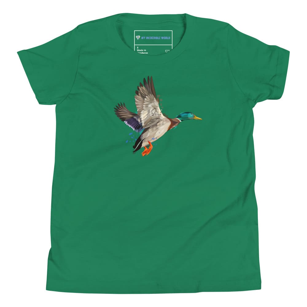 "Watercolor Duck" Mallard Duck T-Shirt (Youth/Kids) Kelly / S