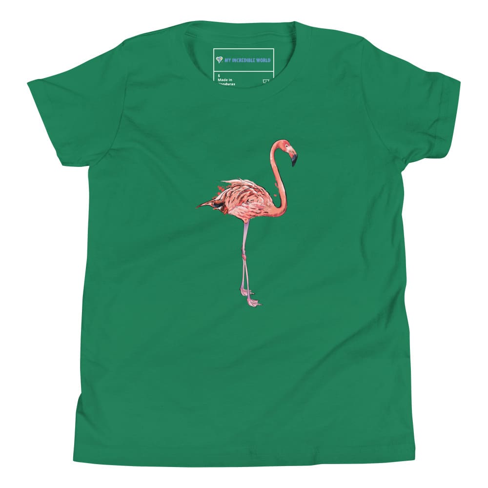 "Watercolor Flamingo" Flamingo T-Shirt (Youth/Kids) Kelly / S