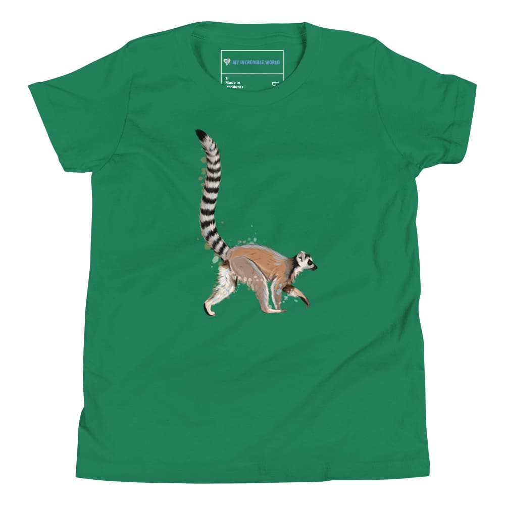 "Watercolor Lemur" Lemur T-Shirt (Youth/Kids) Kelly / S