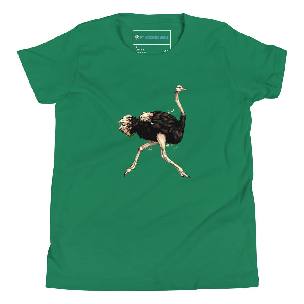 "Watercolor Ostrich" Ostrich T-Shirt (Youth/Kids) Kelly / S