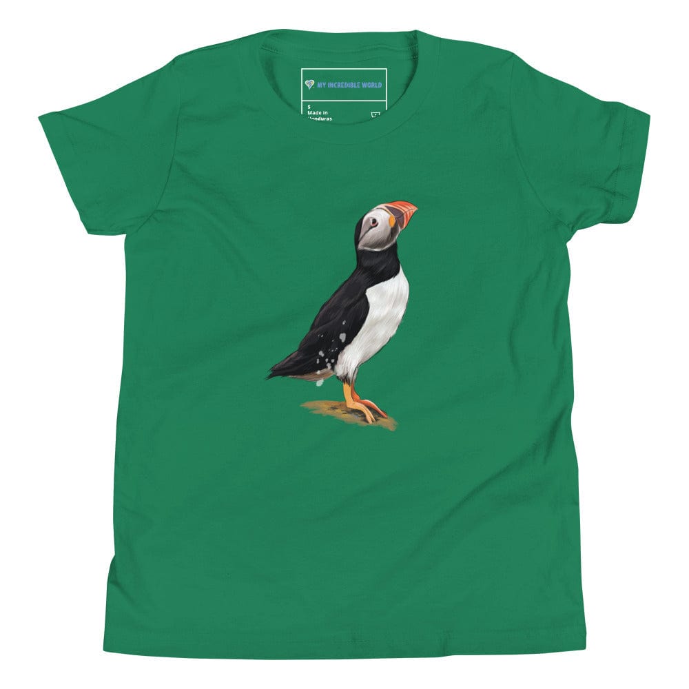 "Watercolor Puffin" Puffin T-Shirt (Youth/Kids) Kelly / S