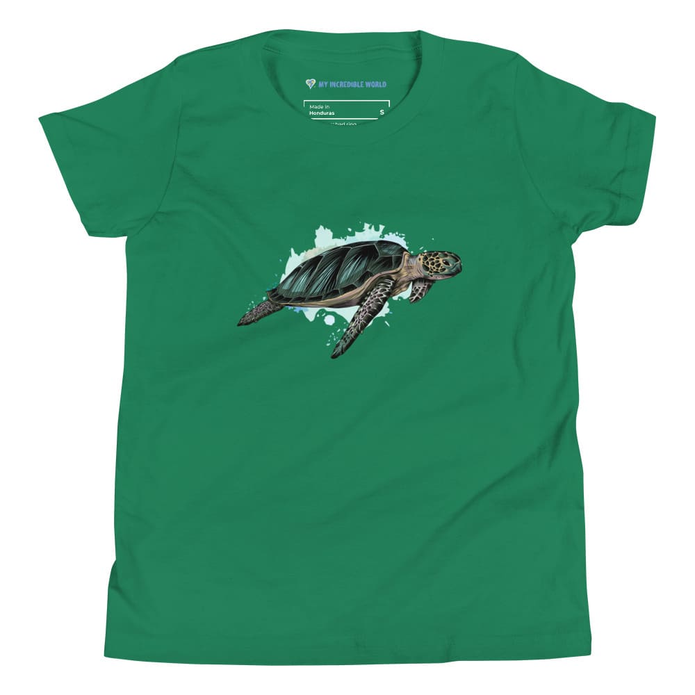 "Watercolor Sea Turtle" Sea Turtle T-Shirt (Youth/Kids) Kelly / S