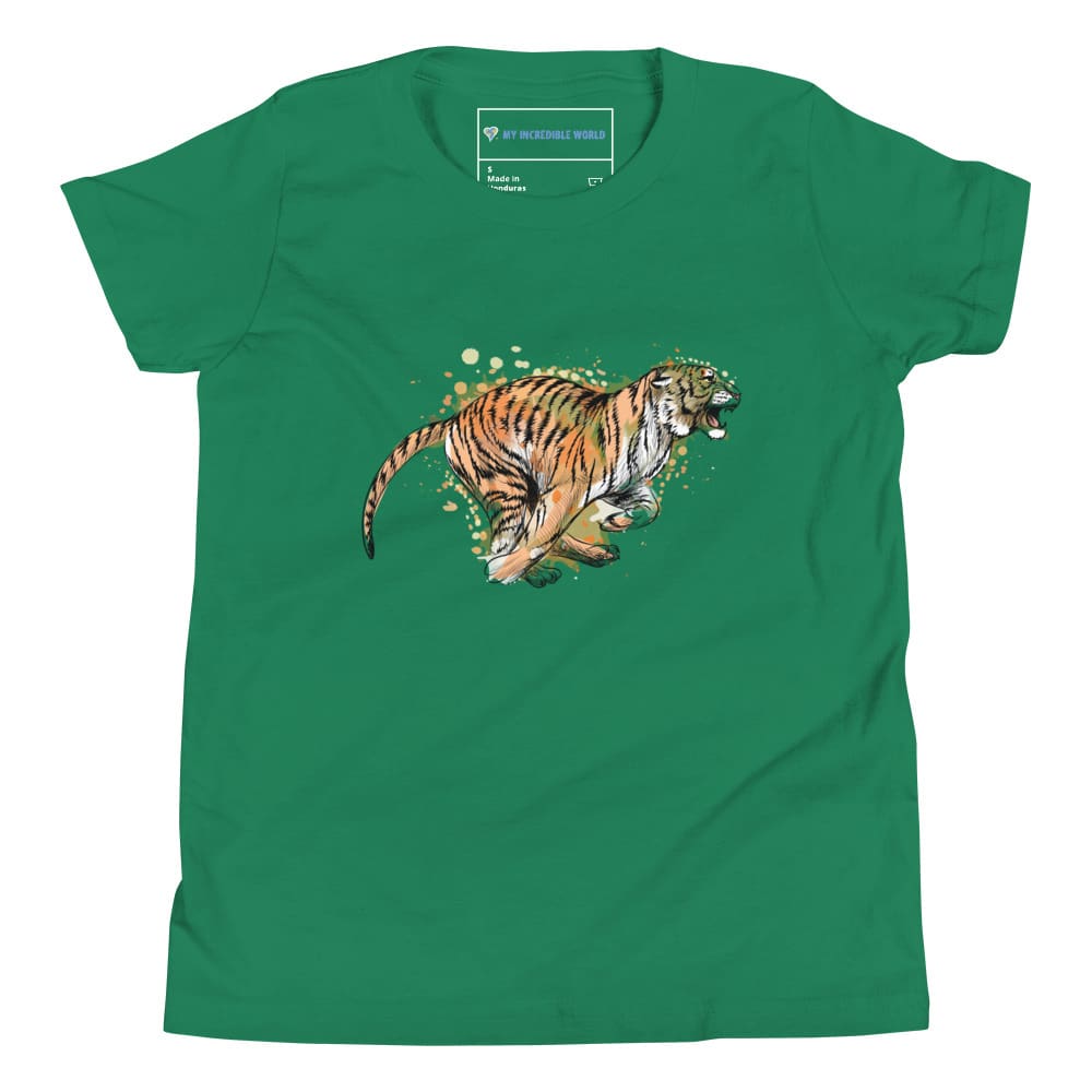 "Watercolor Tiger" Tiger T-Shirt (Youth/Kids) Kelly / S