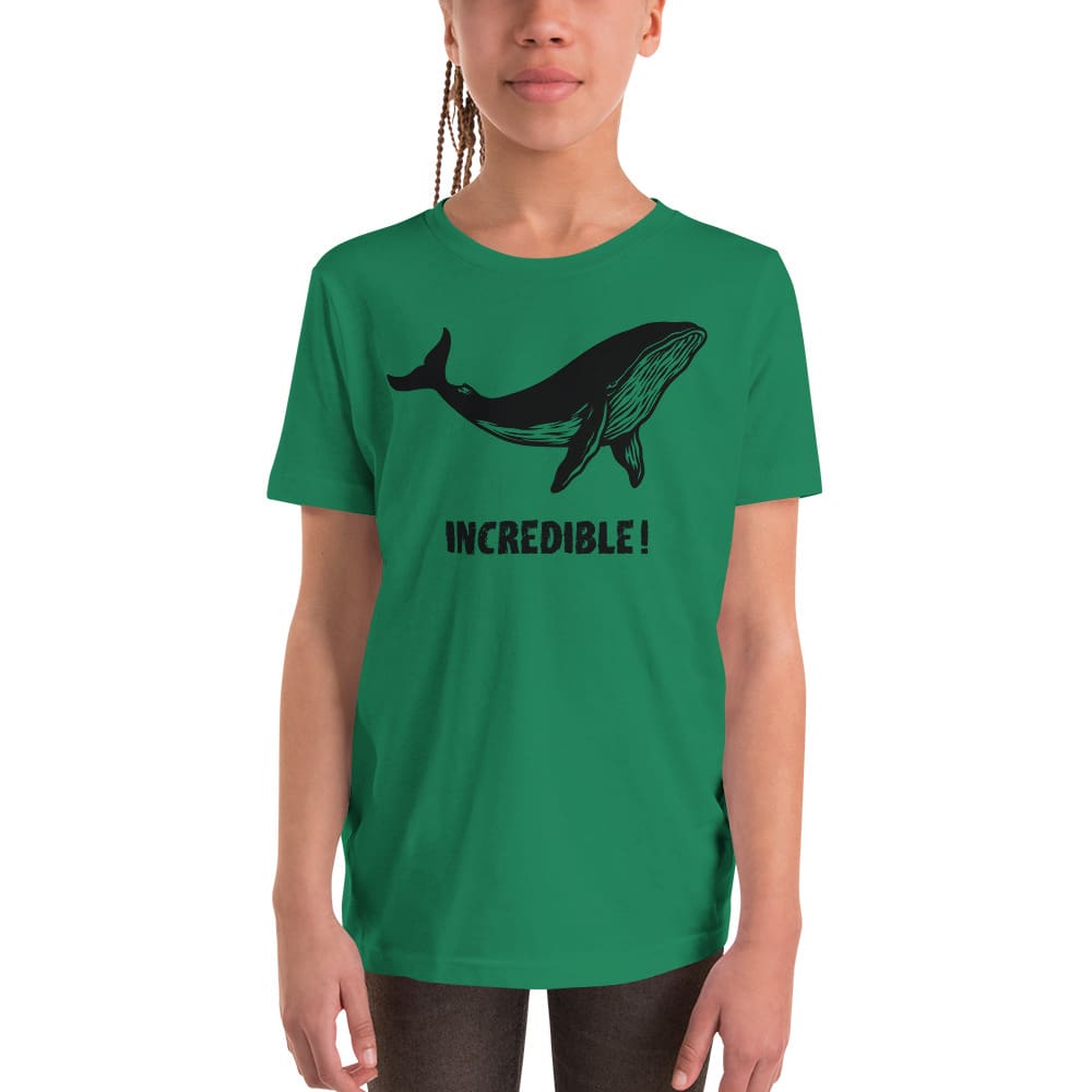 "Whales Are Incredible" Whale T-Shirt for Youth/Kids (Black Print) Kelly / S