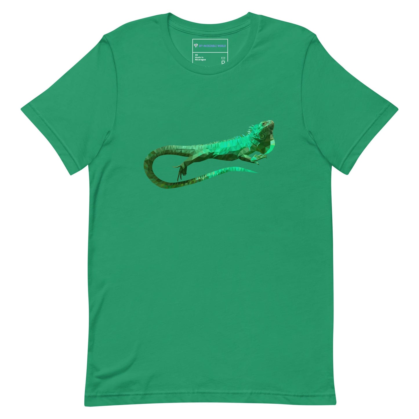 "Low-Poly Iguana" Polygonal Iguana T-Shirt (Adult Unisex) Kelly / XS