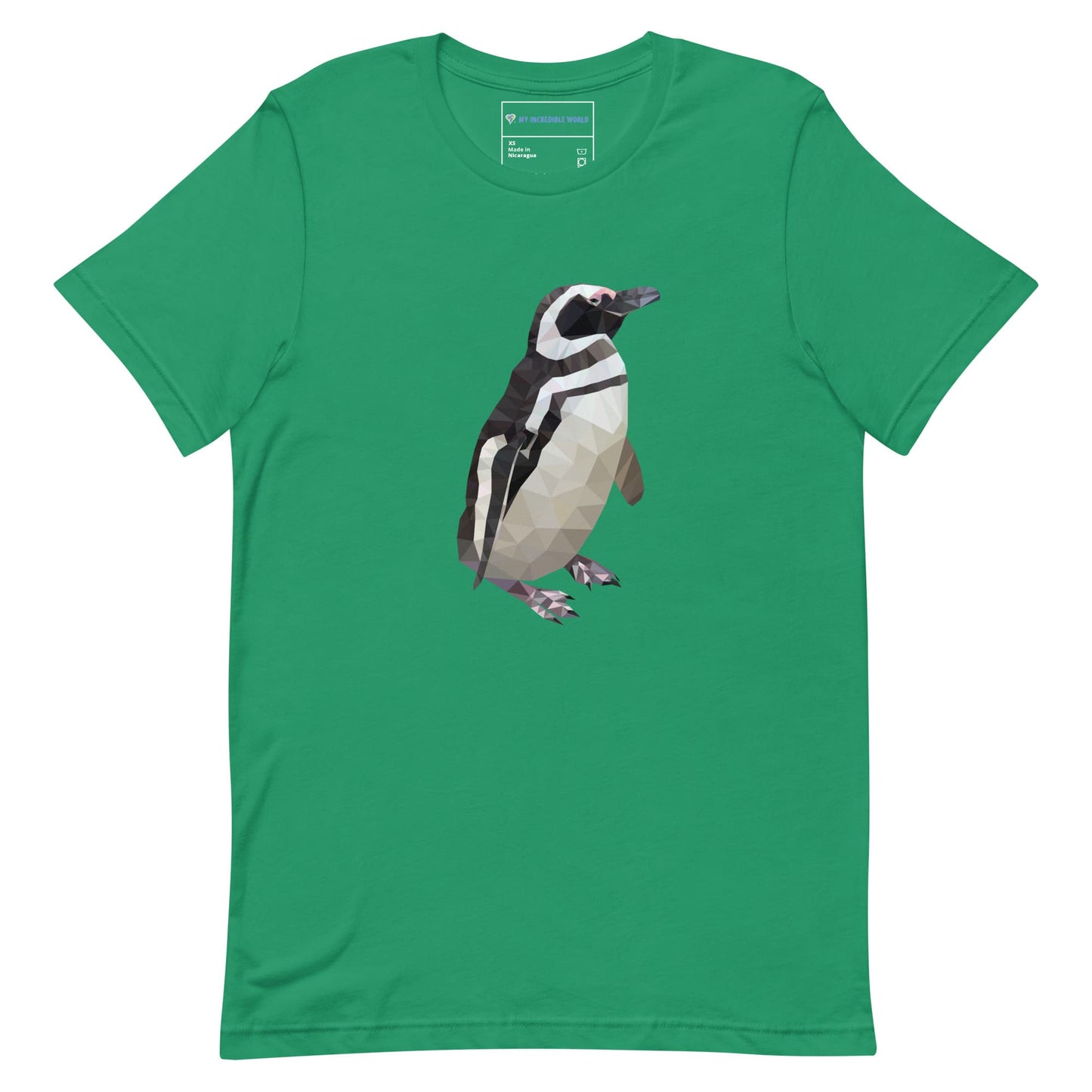 "Low-Poly Penguin" Polygonal Penguin T-Shirt (Adult Unisex) Kelly / XS