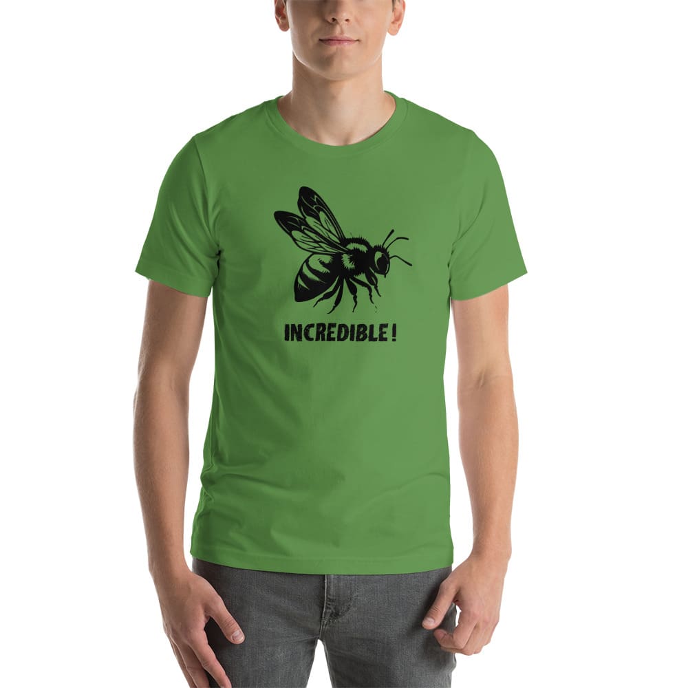 "Bees are Incredible" Bee T-Shirt - Black Print (Adult Unisex / Men's) Leaf / S