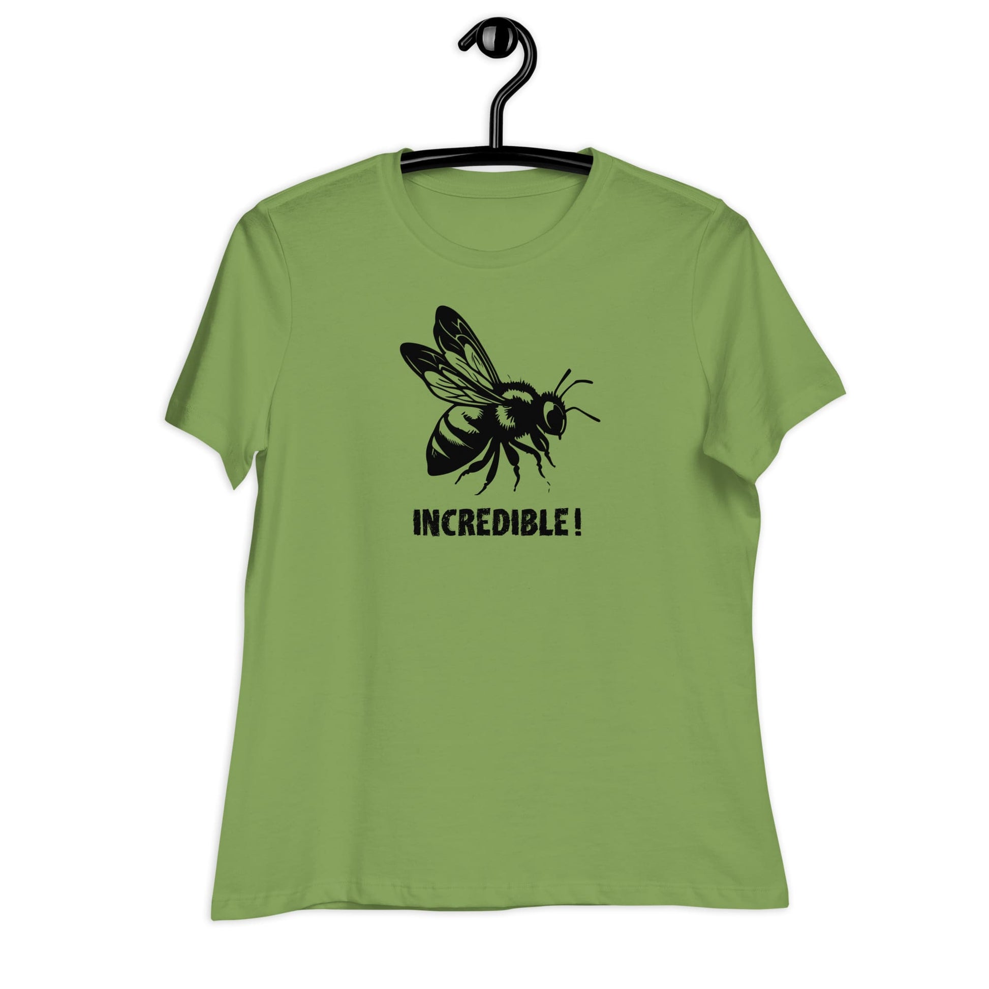 "Bees Are Incredible" Bee T-Shirt for Women - Black Print Leaf / S