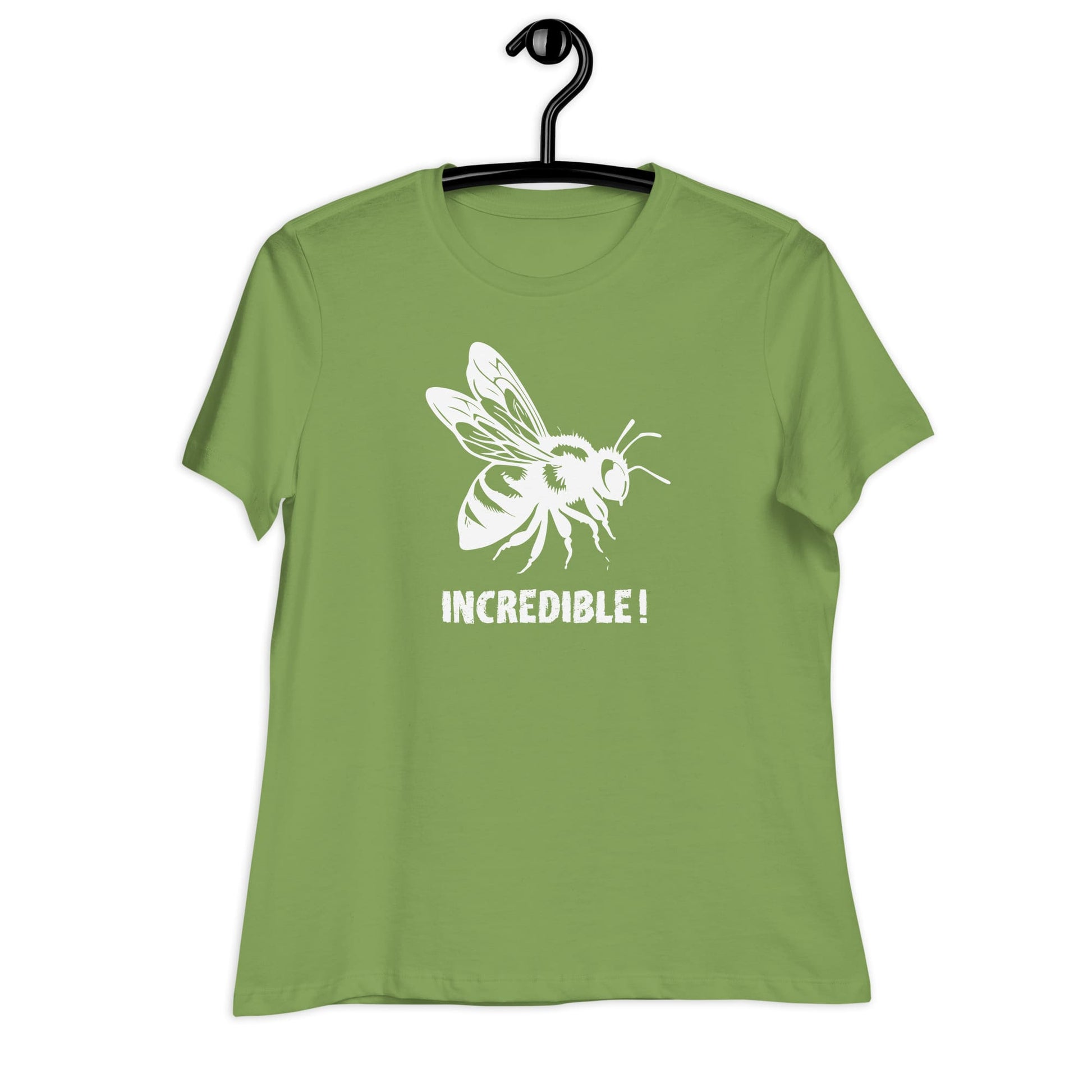 "Bees Are Incredible" Bee T-Shirt for Women - White Print Leaf / S