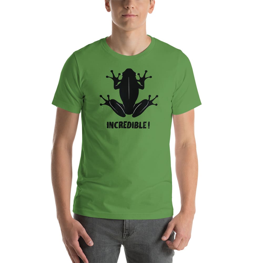 "Frogs Are Incredible" Frog T-Shirt - Black Print (Adult Unisex/Men's) Leaf / S