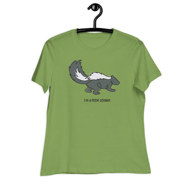 "I'm a Little Stinker" Skunk T-Shirt for Women Leaf / S