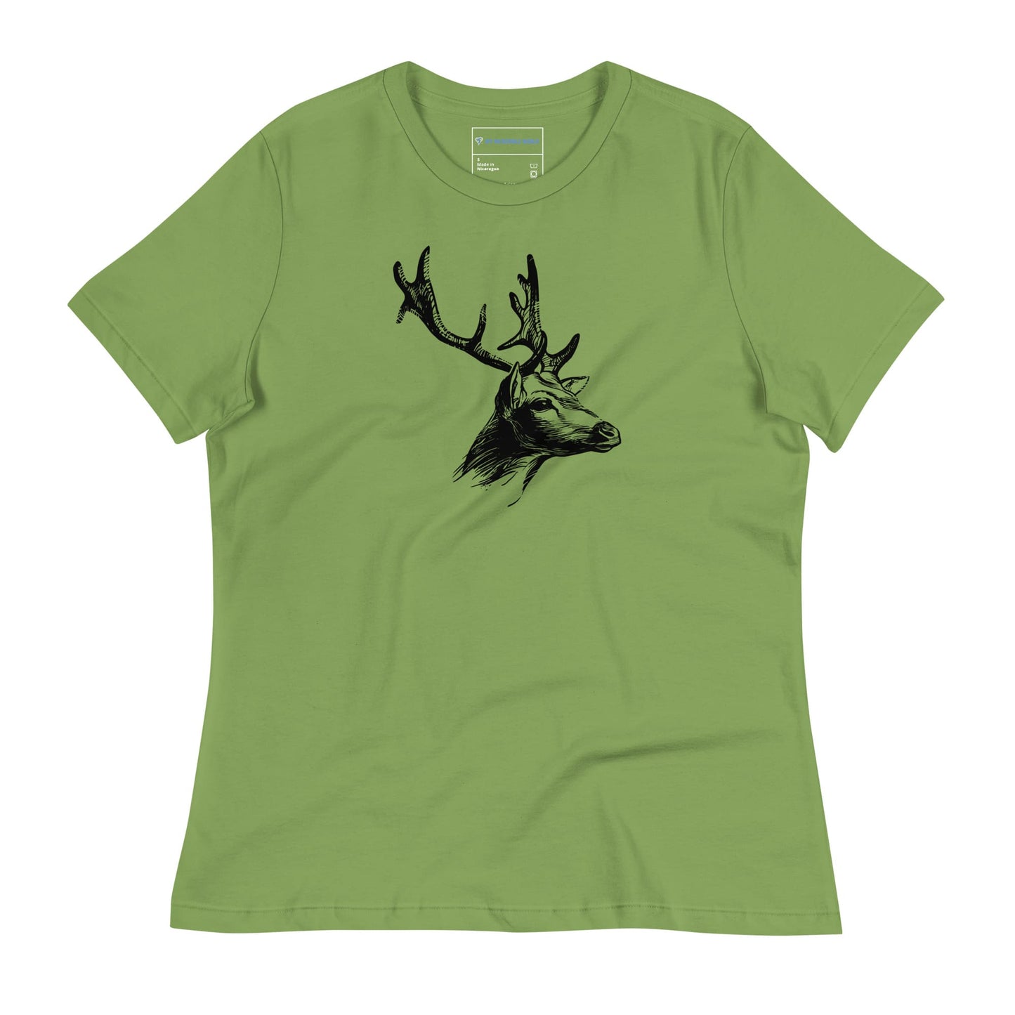 "Magnificent Buck" Deer Sketch T-Shirt (Women's) Leaf / S