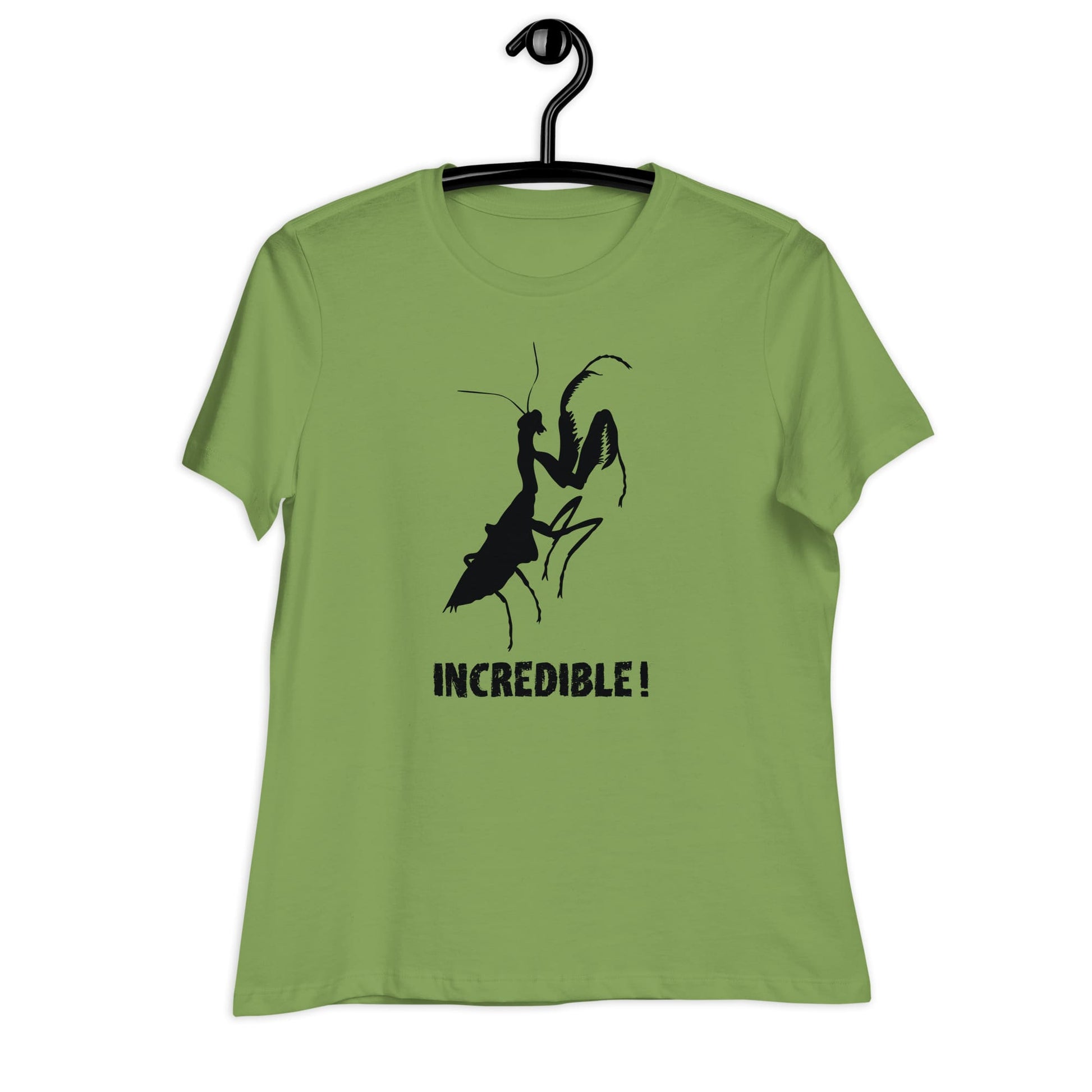 "Praying Mantises Are Incredible!" Praying Mantis T-Shirt - Black Print (Women's) Leaf / S