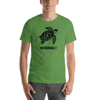 "Sea Turtles Are Incredible" Sea Turtle T-Shirt - Black Print (Adult Unisex / Men's) Leaf / S