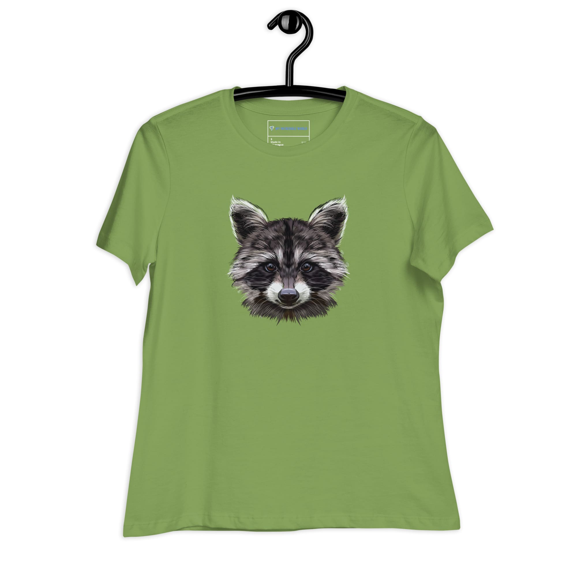 "Watercolor Raccoon" Women's Raccoon T-Shirt Leaf / S