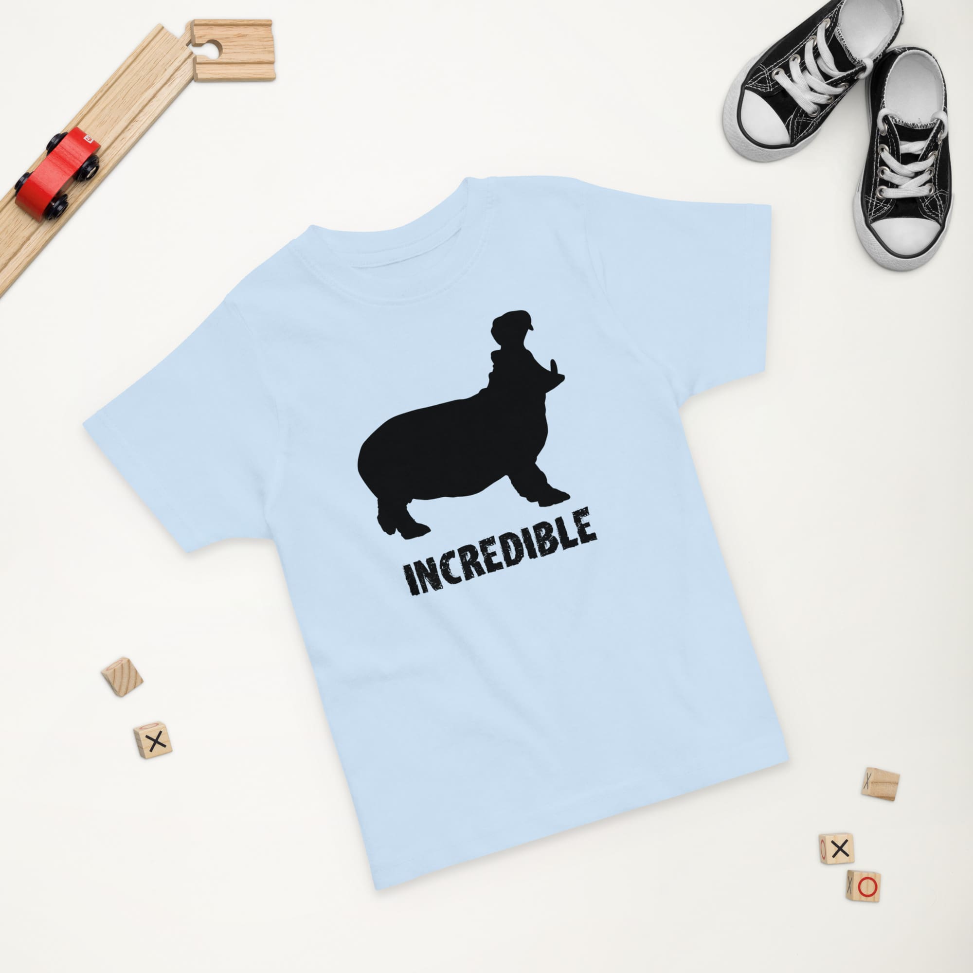 "Hippos are Incredible" T-Shirt - Black Print (Toddlers) Light Blue / 2