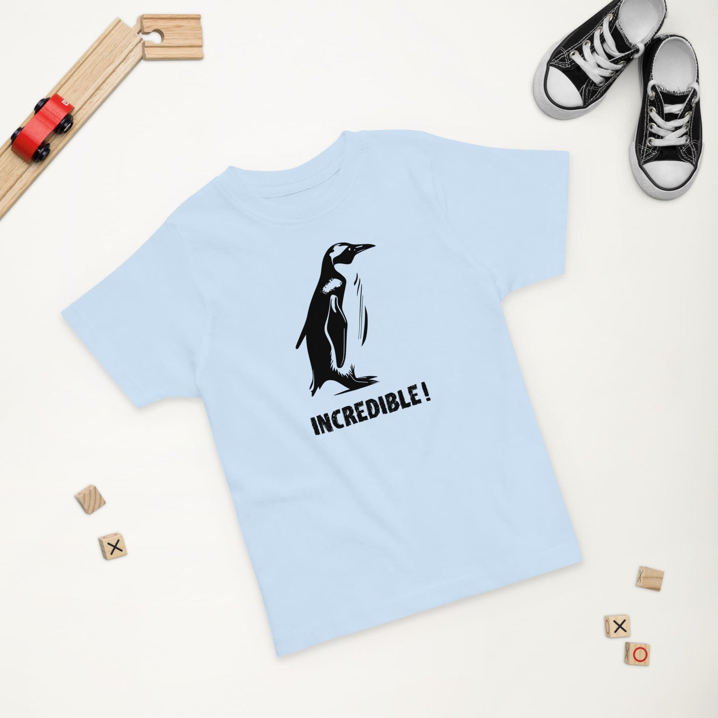 Penguins Are Incredible!” Penguin T-Shirt – Black Print (Toddlers) Light Blue / 2