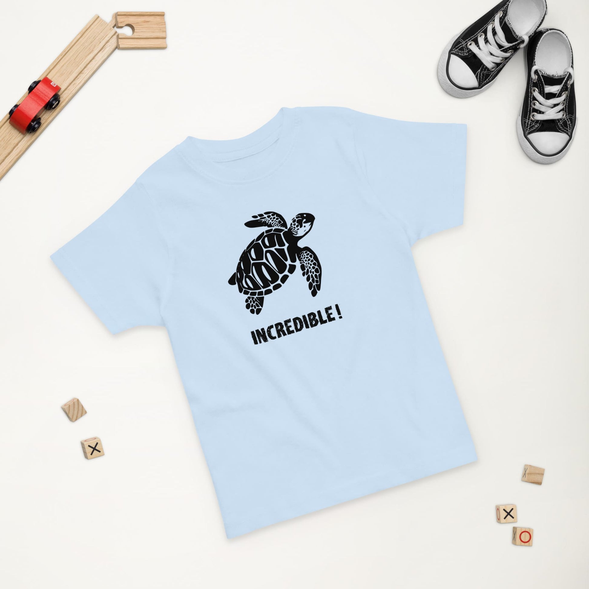 "Sea Turtles Are Incredible" Sea Turtle T-Shirt for Toddlers (Black Print) Light Blue / 2