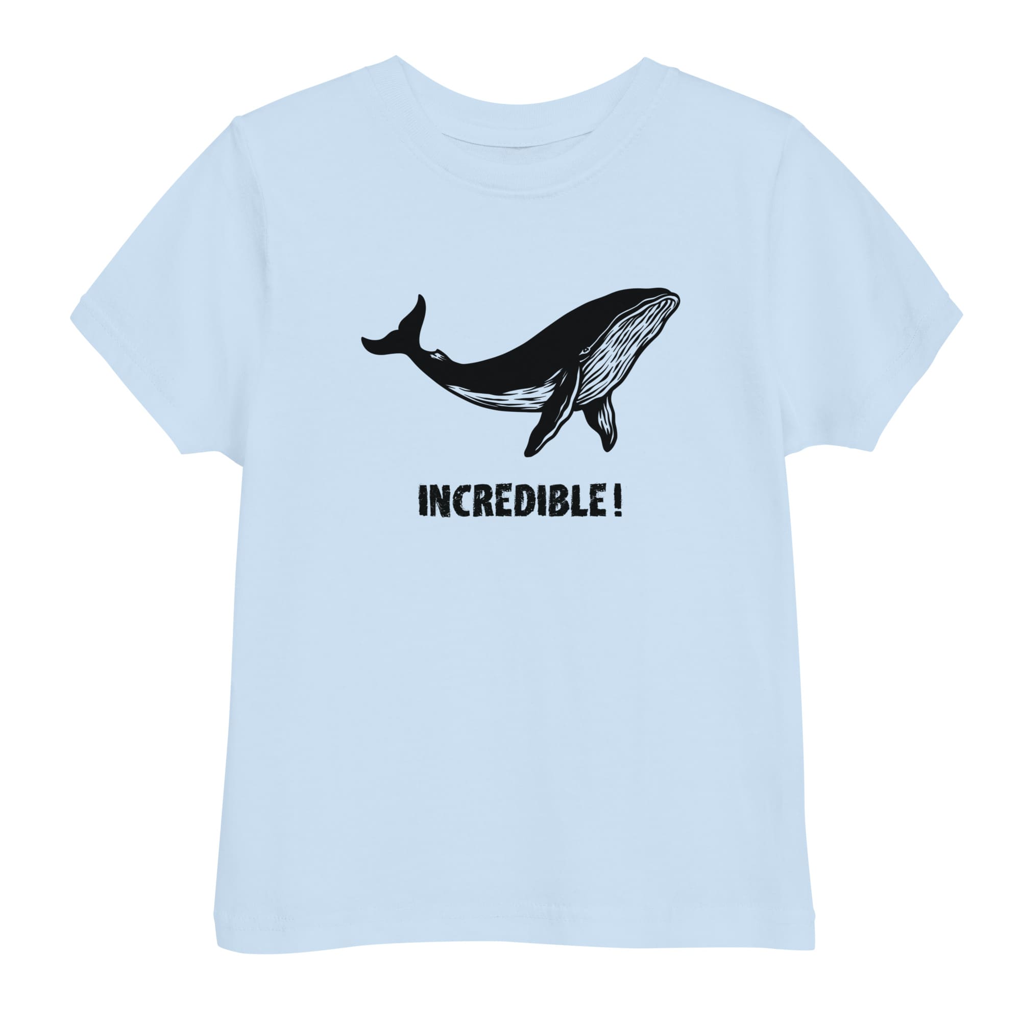 "Whales Are Incredible" Whale T-Shirt for Toddlers (Black Print) Light Blue / 2