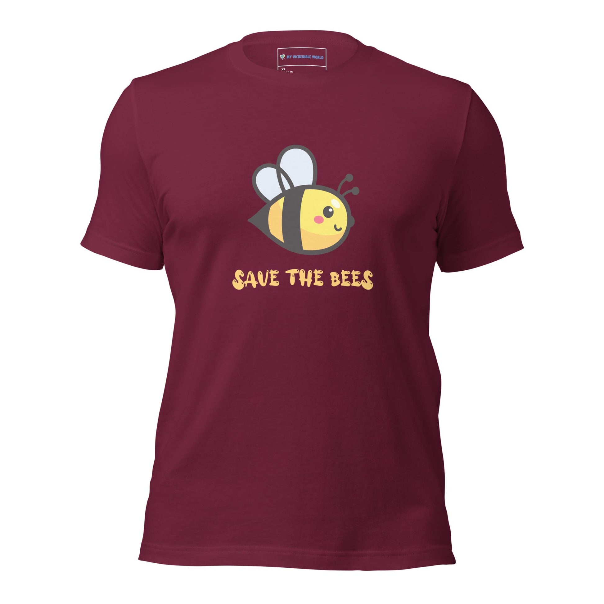 "Save the Bees" Bee T-Shirt (Unisex) Maroon / XS