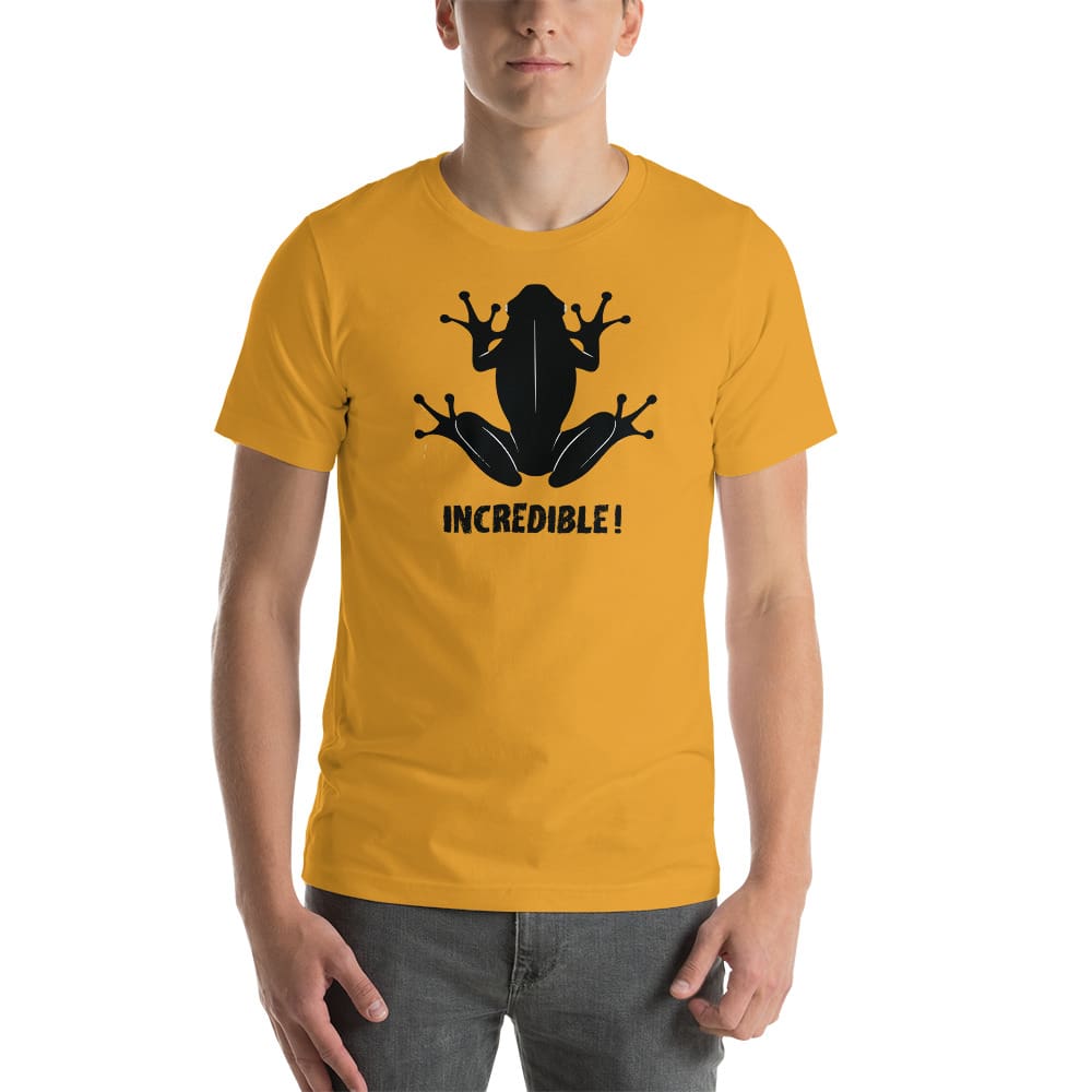 "Frogs Are Incredible" Frog T-Shirt - Black Print (Adult Unisex/Men's) Mustard / XS