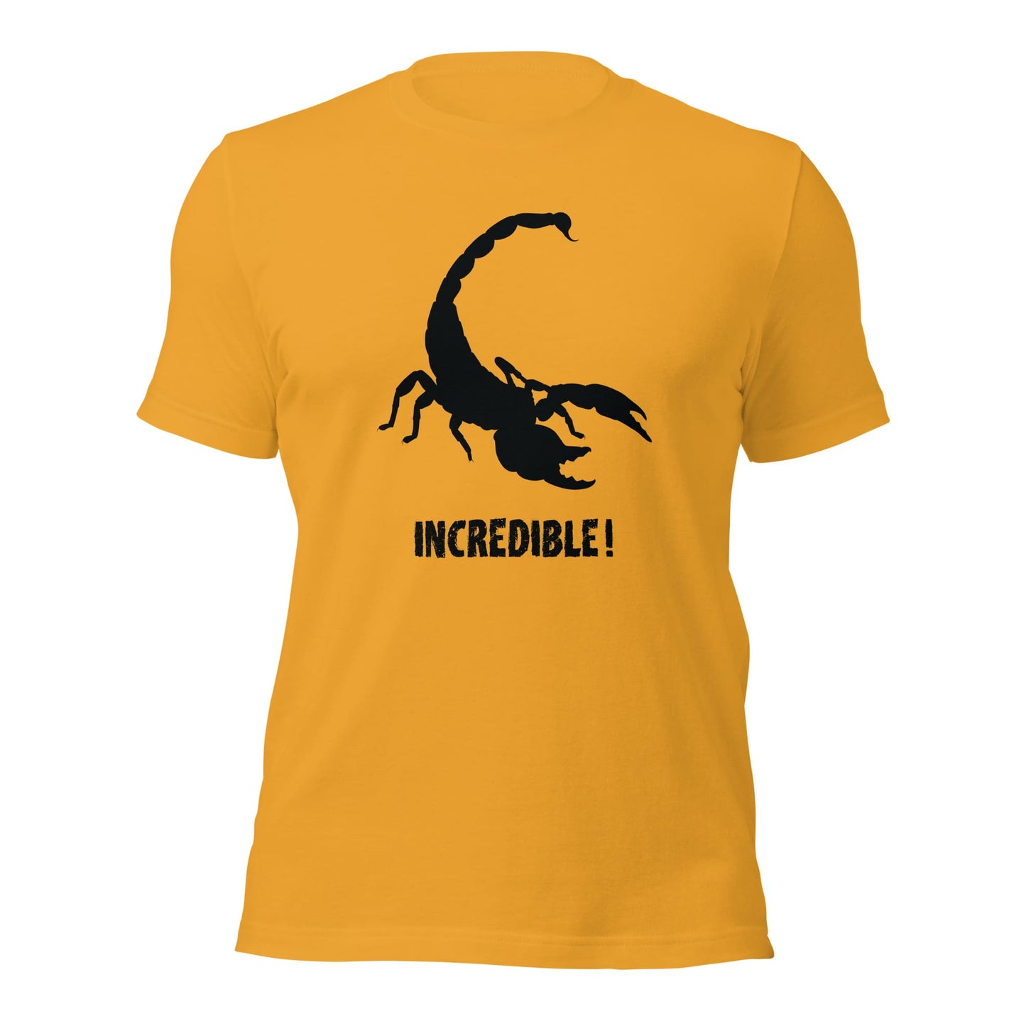 "Scorpions Are Incredible" Scorpion T-Shirt - Black Print (Adult Unisex / Men's) Mustard / XS