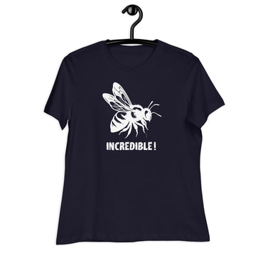 "Bees Are Incredible" Bee T-Shirt for Women - White Print Navy / S