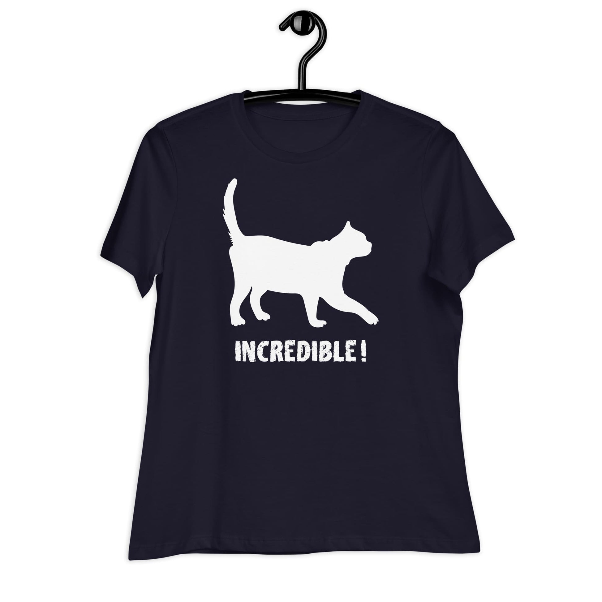 "Cats Are Incredible" Cat Shirt for Women (White Print) Navy / S