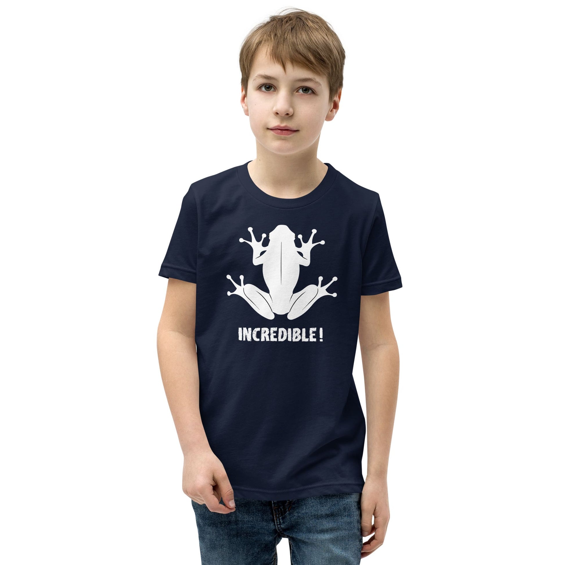 "Frogs Are Incredible" Frog T-Shirt for Youth/Kids (White Print) Navy / S