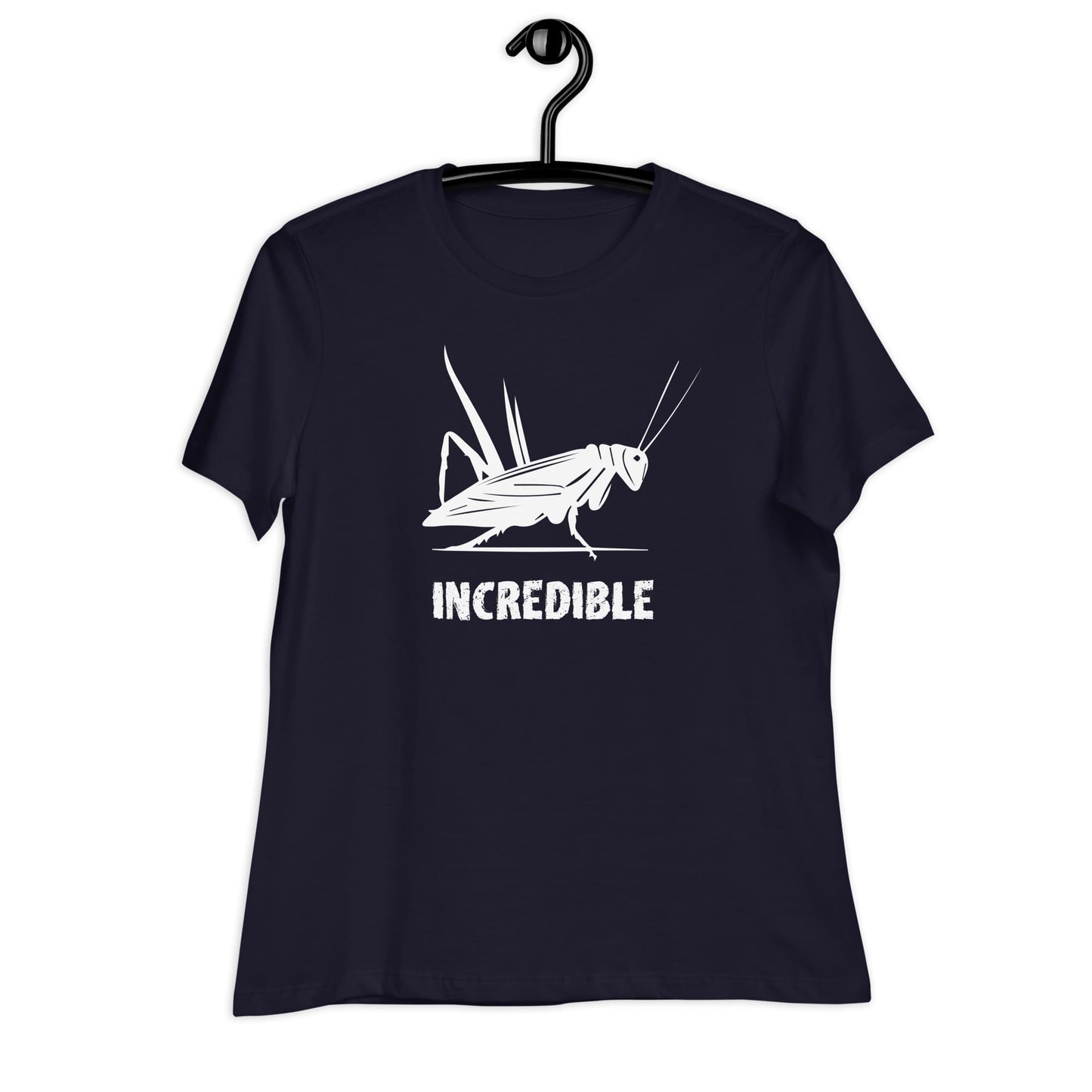 "Grasshoppers Are Incredible" Grasshopper T-Shirt for Women (White Print) Navy / S