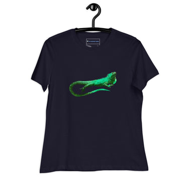 "Low-Poly Iguana" Polygonal Iguana T-Shirt for Women Navy / S