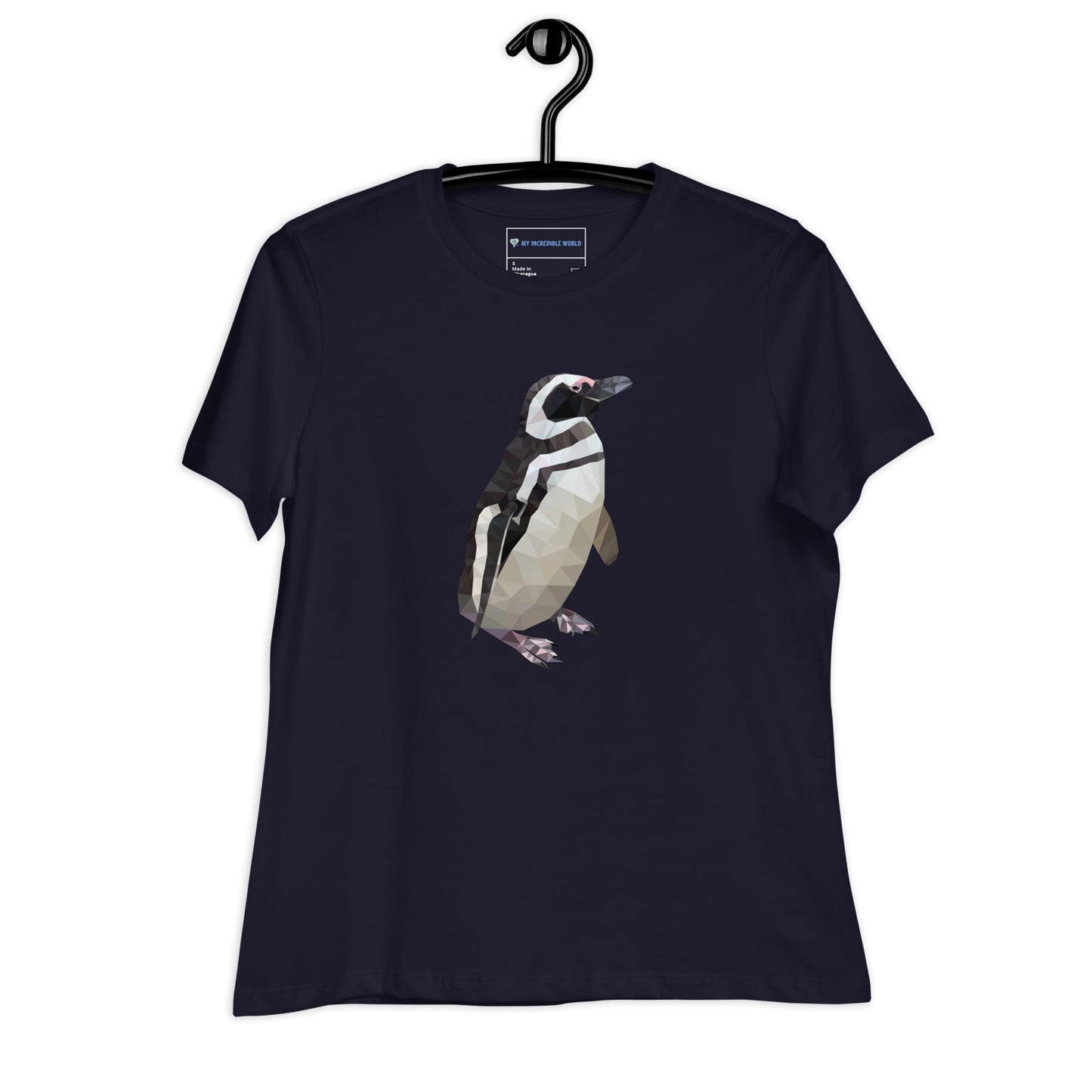 "Low-Poly Penguin" Polygonal Penguin T-Shirt for Women Navy / S