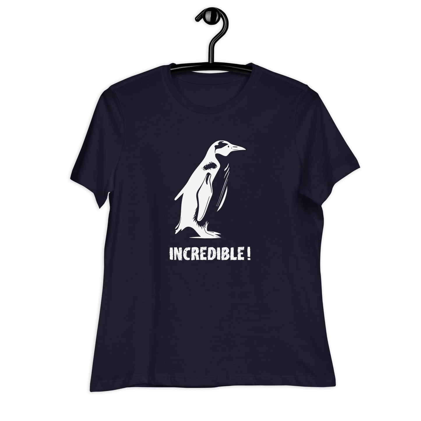 Penguins Are Incredible!” Penguin T-Shirt – White Print (Women’s) Navy / S