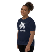 "Sea Turtles Are Incredible" Sea Turtle T-Shirt for Youth/Kids (White Print) Navy / S