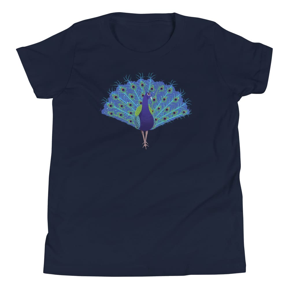 "Strut Your Stuff" Peacock T-Shirt for Kids/Youth Navy / S