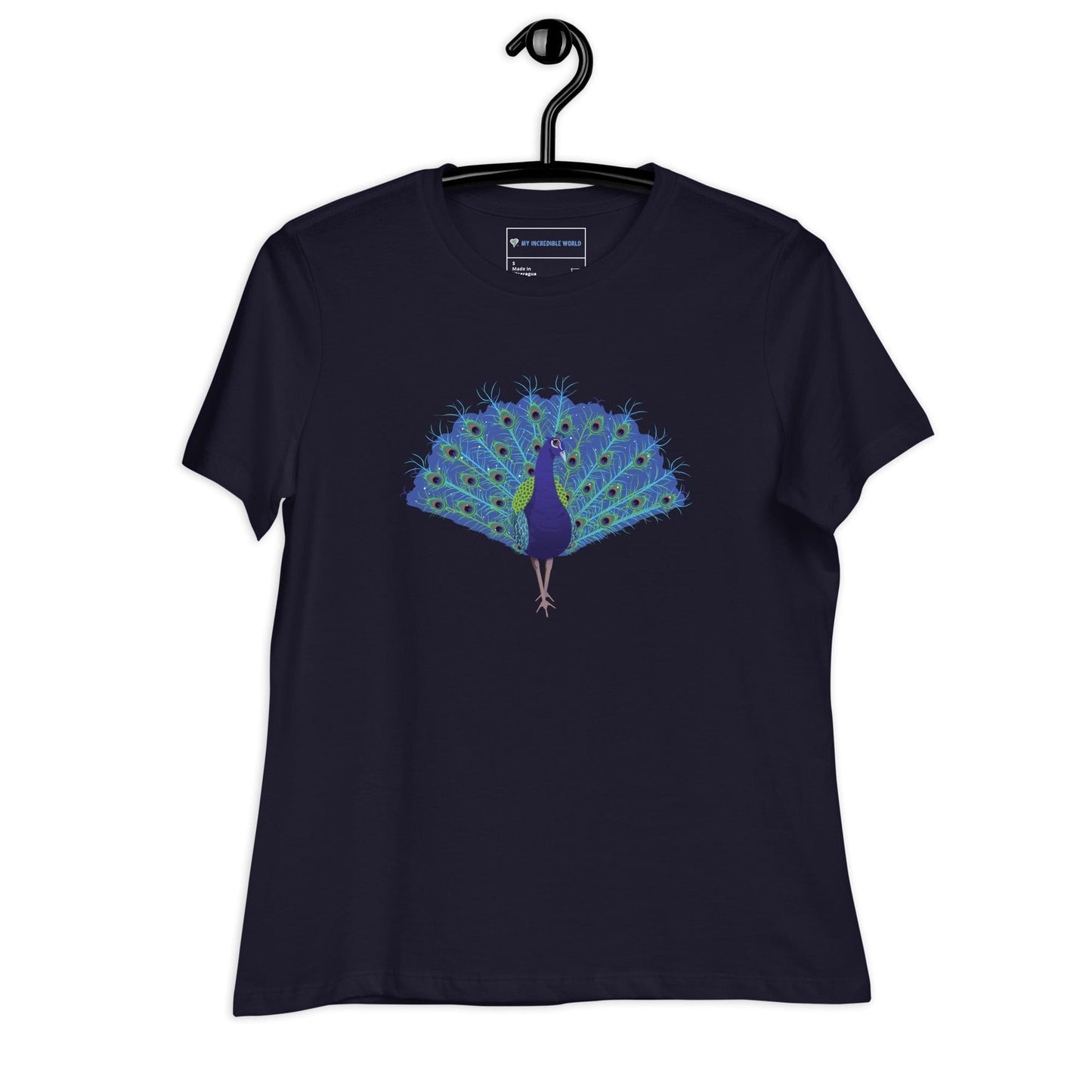 "Strut Your Stuff" Peacock T-Shirt (Women's) Navy / S