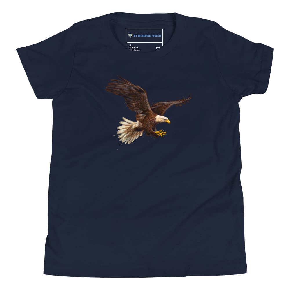 "Watercolor Bald Eagle" Bald Eagle T-Shirt (Youth/Kids) Navy / S