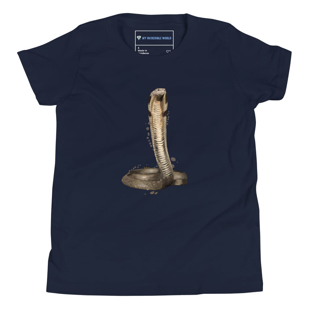 "Watercolor Cobra" Cobra Snake T-Shirt (Youth/Kids) Navy / S