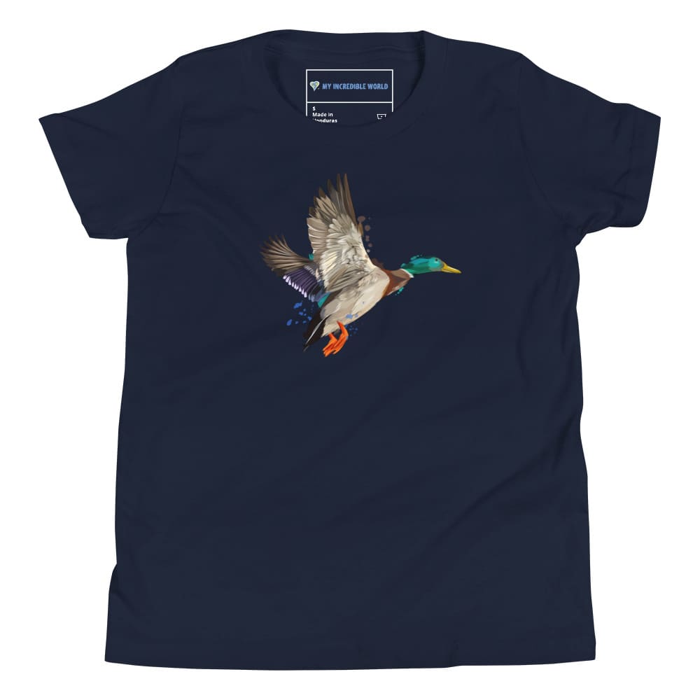 "Watercolor Duck" Mallard Duck T-Shirt (Youth/Kids) Navy / S