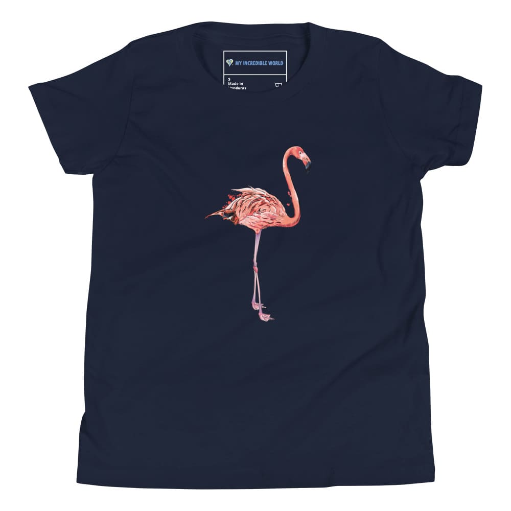 "Watercolor Flamingo" Flamingo T-Shirt (Youth/Kids) Navy / S