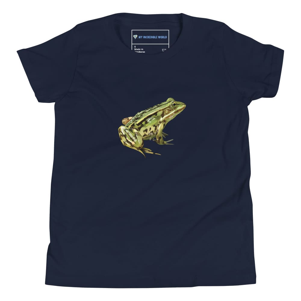 "Watercolor Frog" Frog T-Shirt (Youth/Kids Unisex) Navy / S